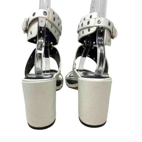 Rebecca Minkoff Carter White Grommet Strappy Chunky Heel Sandals - Size 8 - Picture 5 of 8